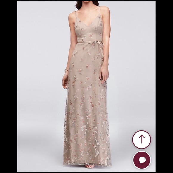 EMBROIDERED FLORAL TANK LINED DRESS - Picture 1 of 8